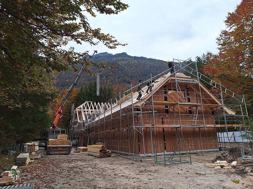 a semi-finished wooden building