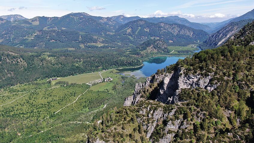 drone picture of a lake